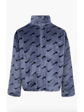 NWT Nike Kids' Swoosh Plush Fleece Jacket Smoke Grey